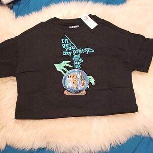 Old Navy Black Short Sleeve Cropped Graphic Tee